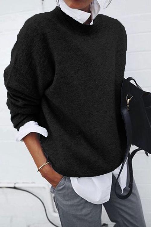 Lapel Fake Two Pieces Casual Sweater