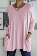 Long Sleeve Pockets Solid T-shirt
