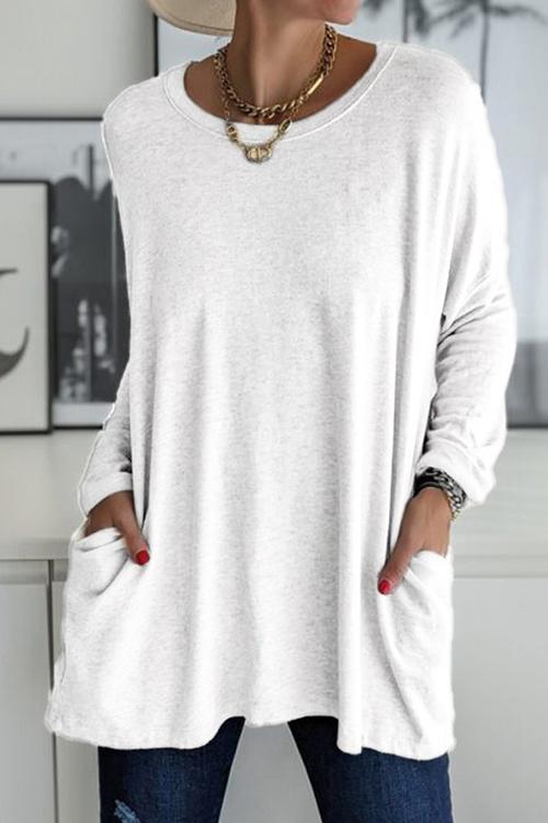 Long Sleeve Pockets Solid T-shirt