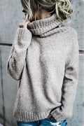 Turtleneck Side Split Solid Casual Sweater