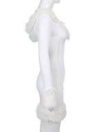 Women Bodycon Dress White Hooded Long Sleeves Stretch Christmas Halloween Cos Holiday Dresses