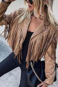 Tassel Long sleeve Open Front Short Coat