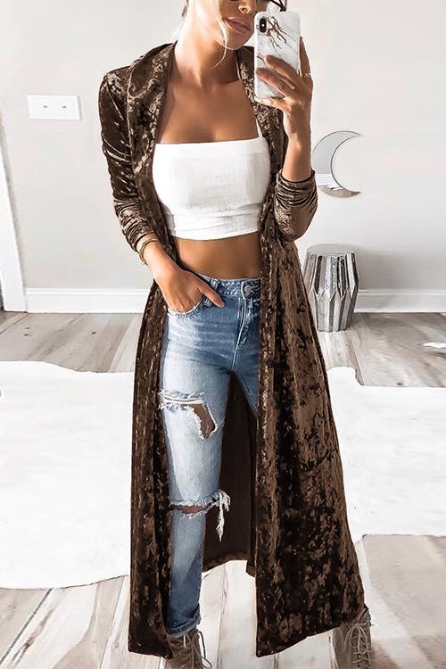 Lapel Open Front Cozy Velvet Cardigan