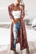 Lapel Open Front Cozy Velvet Cardigan
