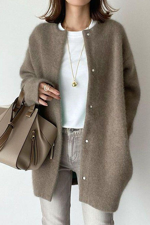 Crewneck Button Down Solid Outwear