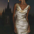 Main Event Entrance Plunging Back Cowl Maxi Dress