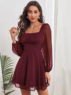 Birthday Mini Dresses White Long Sleeves Short Dress
