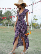 Floral High Low Wrap Dress for Women - Flutter Sleeve V Neck Ruffle Hem Long Dress - Summer Garden Wedding Guest 2026