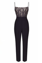 Solid Lace Splice Straight Leg Cami Jumpsuit
