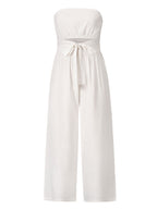 Light Sky Blue Jumpsuit Sleeveless Lace Up Backless Wide Summer Playsuit