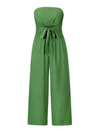 Light Sky Blue Jumpsuit Sleeveless Lace Up Backless Wide Summer Playsuit