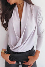 Elegant Heap Collar Long Sleeve Top