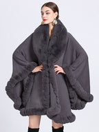 Cloak Cape Faux Fur Bride Wraps Poncho Coat For Women