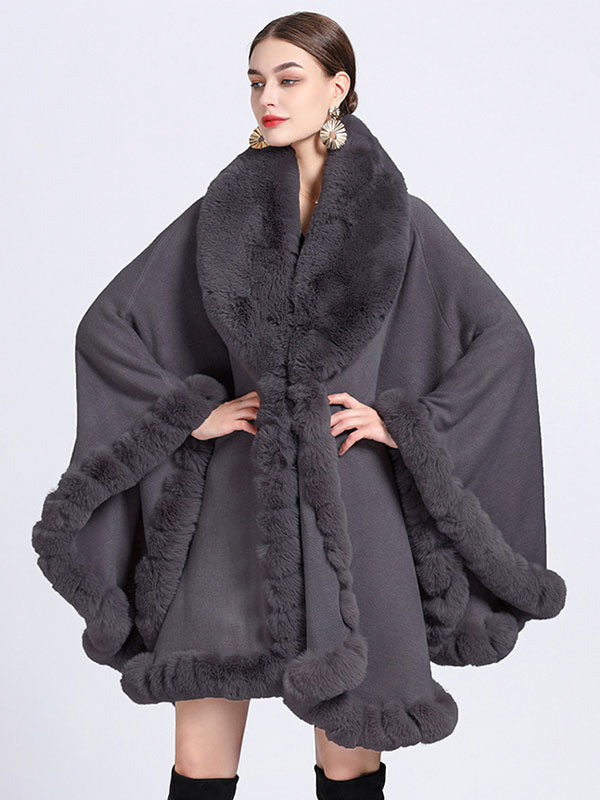 Cloak Cape Faux Fur Bride Wraps Poncho Coat For Women