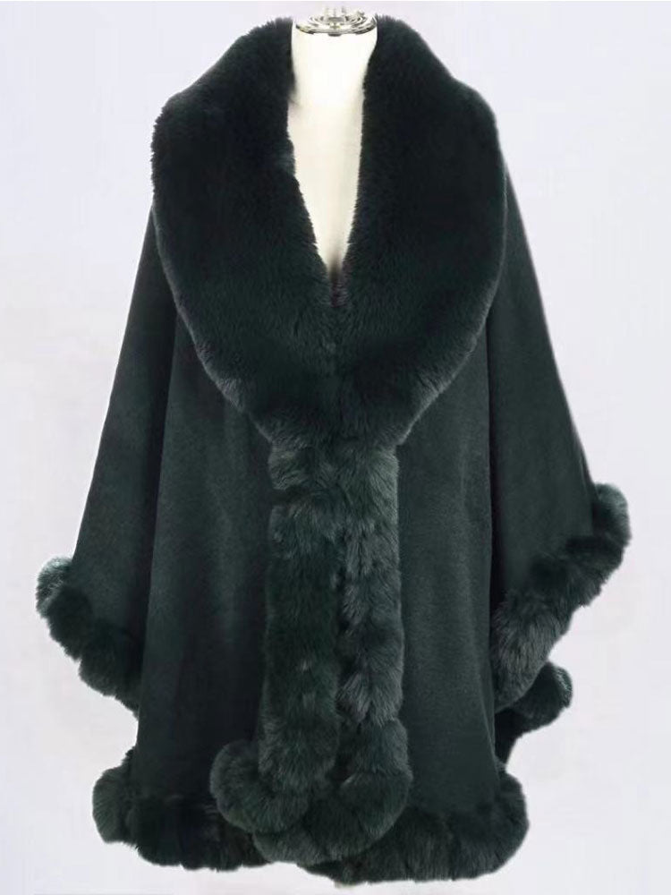 Cloak Cape Faux Fur Bride Wraps Poncho Coat For Women