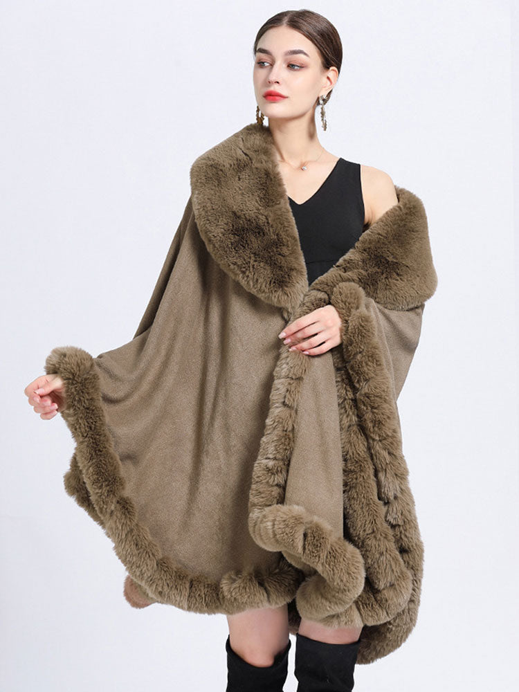 Cloak Cape Faux Fur Bride Wraps Poncho Coat For Women