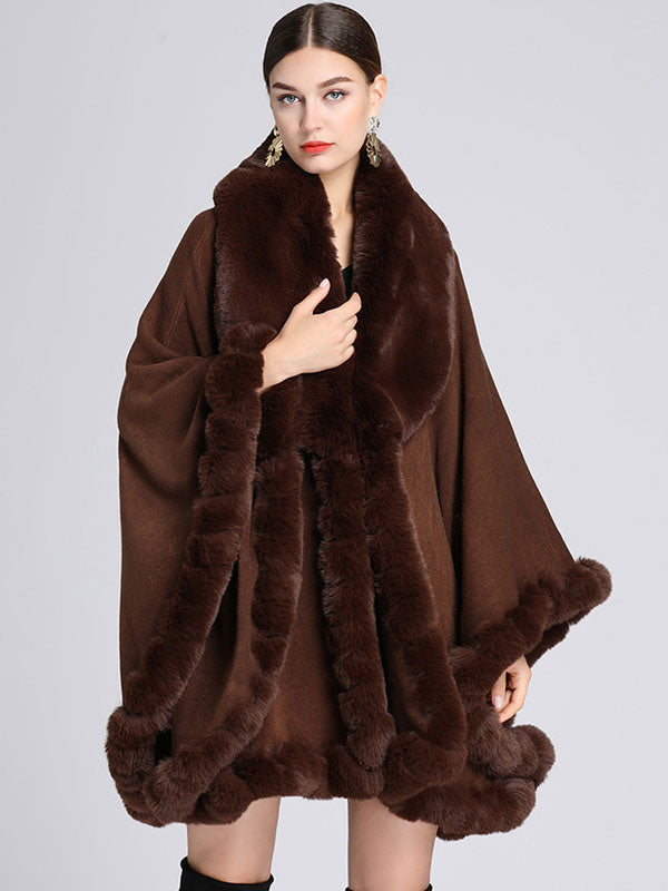 Cloak Cape Faux Fur Bride Wraps Poncho Coat For Women