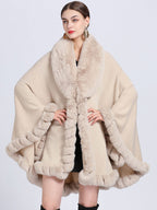 Cloak Cape Faux Fur Bride Wraps Poncho Coat For Women