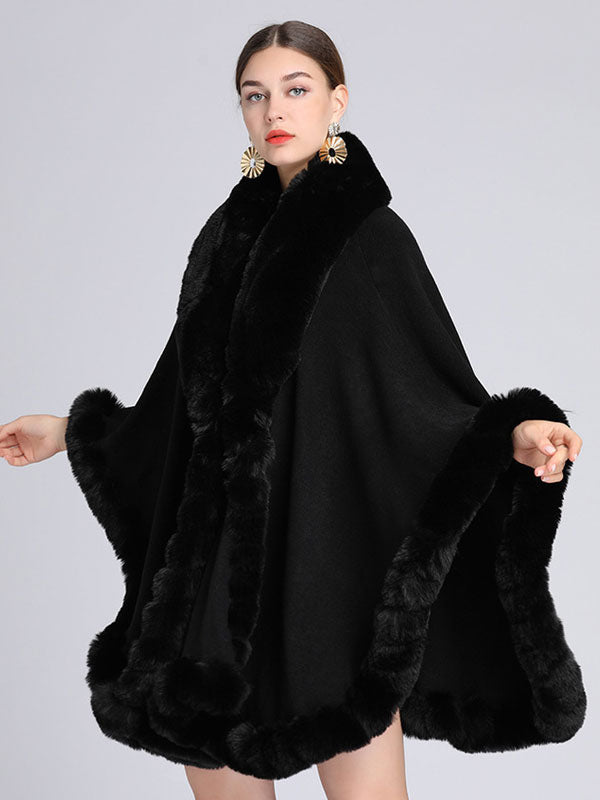 Cloak Cape Faux Fur Bride Wraps Poncho Coat For Women