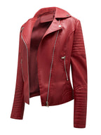 Faux Leather Moto Jacket Turndown Collar Yellow PU Relaxed Fit Spring Fall Biker Outerwear For Women