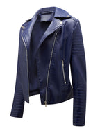 Faux Leather Moto Jacket Turndown Collar Yellow PU Relaxed Fit Spring Fall Biker Outerwear For Women