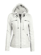 PU Leather Jacket Hooded Spring Outerwear For Women 2026