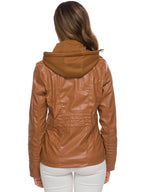 PU Leather Jacket Hooded Spring Outerwear For Women 2026