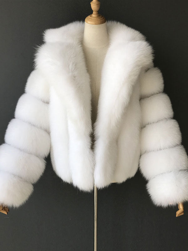 Fluffy Faux Fur Short Coat With Lapel Eco-friendly Winter Jacket For Women 2026