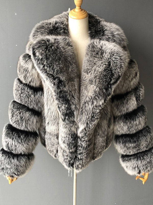 Fluffy Faux Fur Short Coat With Lapel Eco-friendly Winter Jacket For Women 2026