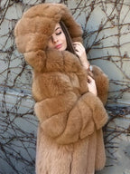 Plush Faux Fur Coat With Hood Winter Eco-friendly Fur Midi Jacket For Women 2026