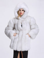 Plush Faux Fur Coat With Hood Winter Eco-friendly Fur Midi Jacket For Women 2026
