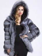 Plush Faux Fur Coat With Hood Winter Eco-friendly Fur Midi Jacket For Women 2026