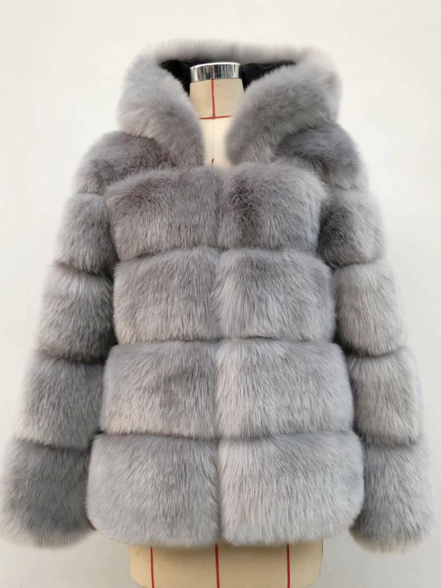 Hooded Faux Fur Coat Winter Short Eco-friendly Fur Jacket For Women 2026