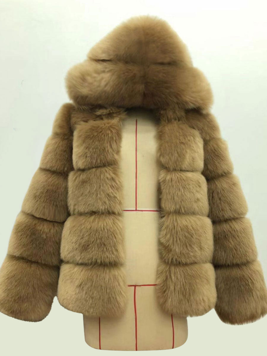 Hooded Faux Fur Coat Winter Short Eco-friendly Fur Jacket For Women 2026