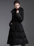 Hooded Down Coat Purple Long Puffer Winter Outerwear For Women