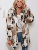 Faux Fur Coats Color Block Women Winter Eco-friendly Fur Coat 2026