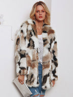Faux Fur Coats Color Block Women Winter Eco-friendly Fur Coat 2026