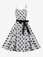 Polka Dot Vintage Midi Swing Dress for Women - 1950s A-Line Belted Rockabilly Slip Sun Dress - Summer Holiday Party 2026
