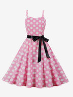 Polka Dot Vintage Midi Swing Dress for Women - 1950s A-Line Belted Rockabilly Slip Sun Dress - Summer Holiday Party 2026