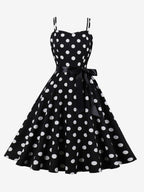 Polka Dot Vintage Midi Swing Dress for Women - 1950s A-Line Belted Rockabilly Slip Sun Dress - Summer Holiday Party 2026