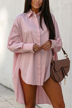 Lapel High Low Hem Button Down Shirt