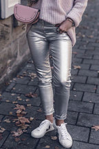 Fashion Style Faux Leather Pants with Pockets