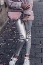 Fashion Style Faux Leather Pants with Pockets