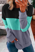 Crewneck Long Sleeve Color Block Sweatshirt