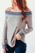 Casual Off Shoulder Long Sleeve Knit Sweater
