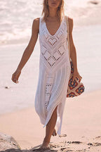 Sleeveless Hollow Out Side Split Cover Up Dress