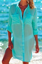 Long Sleeve Beach Blouse Shirt with Pockets