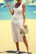 V Neck Sleeveless Hollow Out Side Split Cover Up Dress