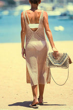 V Neck Sleeveless Hollow Out Side Split Cover Up Dress