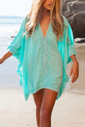 Casual V Neck Hollow Out Beach Dress